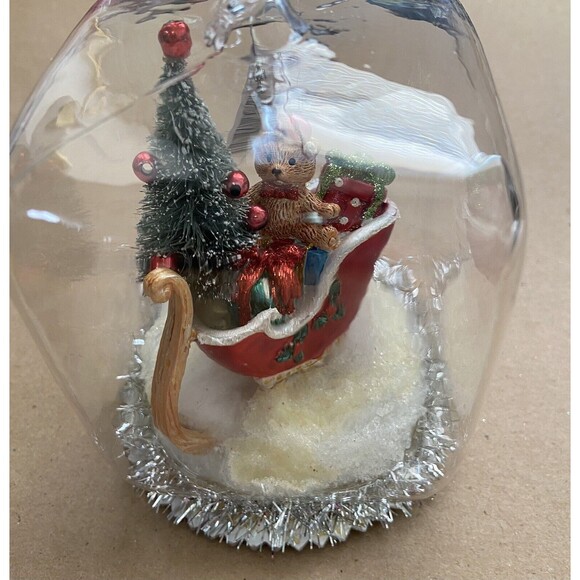 One Hundred 80 Degrees Domed Bear with Santa's Sleigh Ornament nwt - Picture 6 of 7